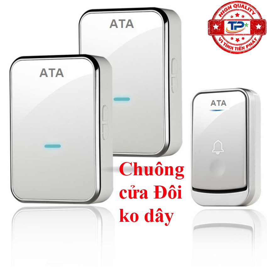 Chuông cửa đôi không dây cao cấp chống nước, xuyên vật cản 30-40m ATA AT-913A chuông đôi