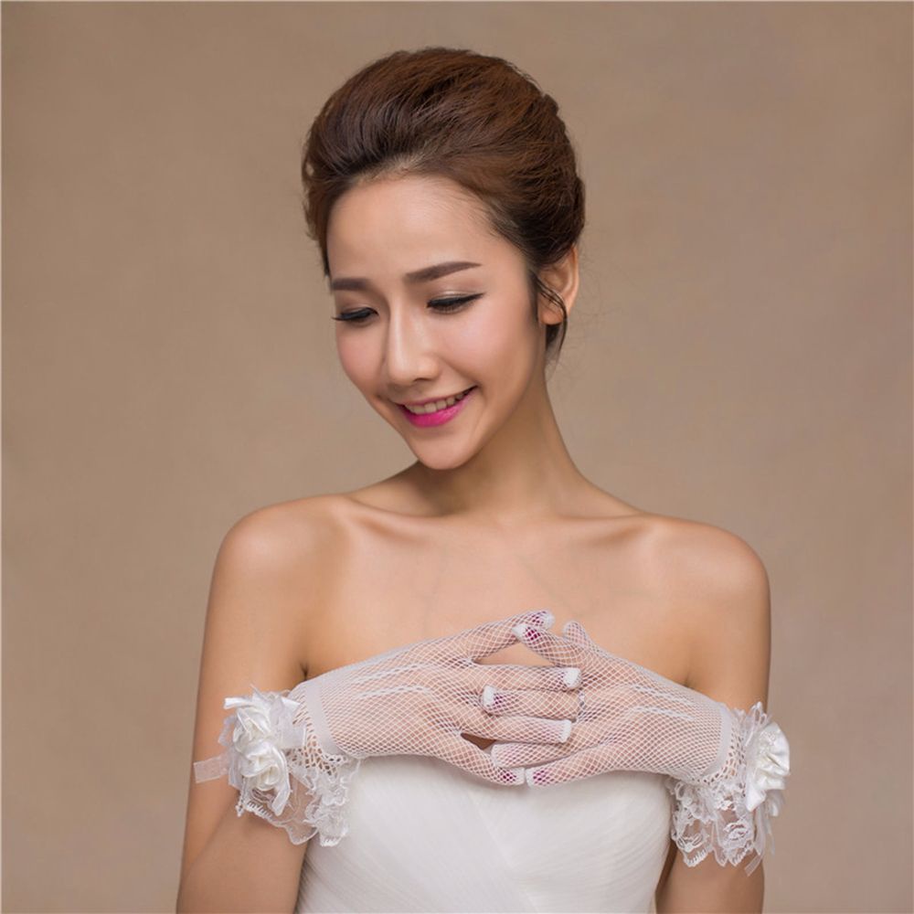 Găng Tay Ren Hoa Mỏng Phong Cách Retro Hàn Quốc Cho Nữ
