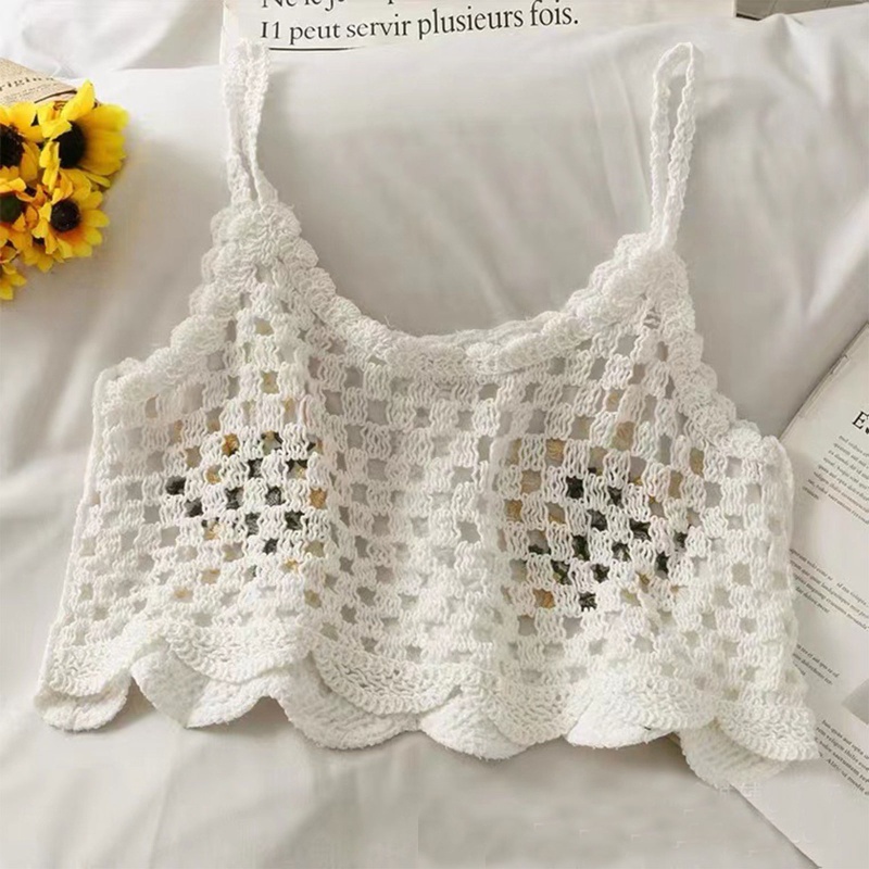 Brroa Áo Croptop Dệt Kim Không Tay Cổ Tròn Dáng Ôm Phong Cách Bohemia Ngọt Ngào Mùa Hè Cho Nữ