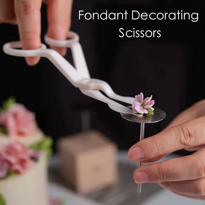 Set 2 dụng cụ kéo cắt và giá đỡ Anaeat tạo hình hoa hồng trang trí bánh kem