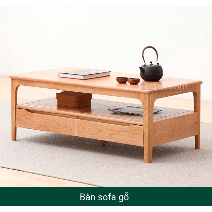 Bàn trà Sồi Thịt 100% hàng đặt 100*60cm  miễn phí vận chuyển Hà Nội, bảo hành 24 tháng