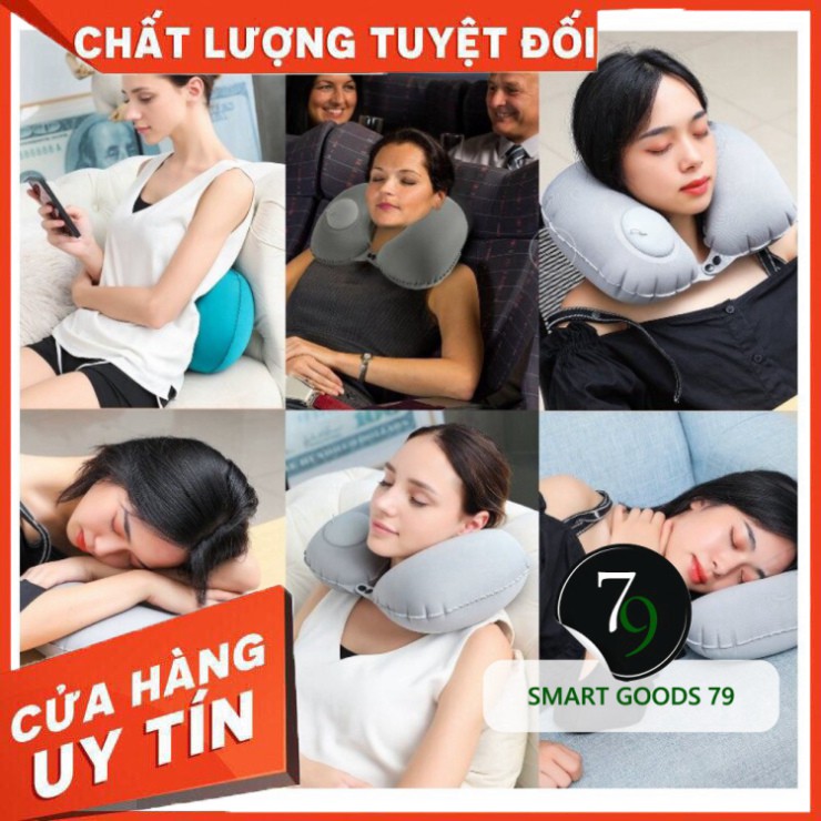 [ Chính Hãng ] [Freeship 248] Gối hơi kê tựa cổ chữ u tự bơm hơi du lịch để ngủ văn phòng đi xe hơi ô tô máy bay bằng vả