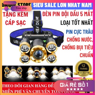 Đèn Pin Đội Đầu 5 Mắt Siêu Sáng, Đèn Pin Siêu Sáng
