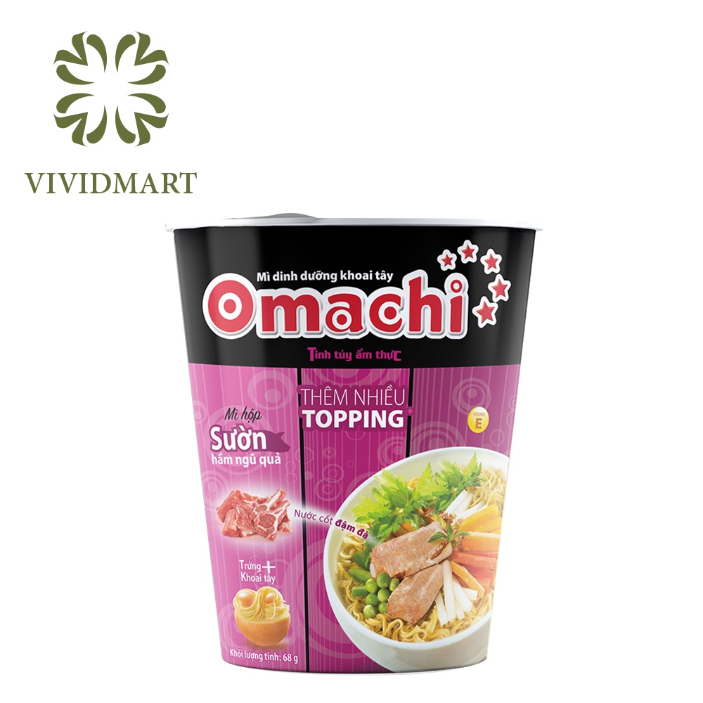 [Hộp] MÌ LY KHOAI TÂY OMACHI 3 VỊ: SƯỜN HẦM NGŨ QUẢ, TÔM CHUA CAY, XỐT / SỐT BÒ HẦM - LY 68G – MASAN | BigBuy360 - bigbuy360.vn