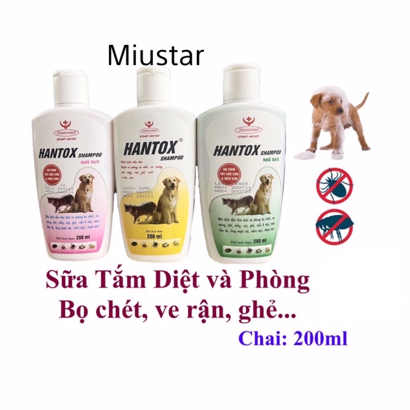 Sữa Tắm Trị Ve Rận Bọ Chét Chó Mèo Hantox Shampoo 200ml