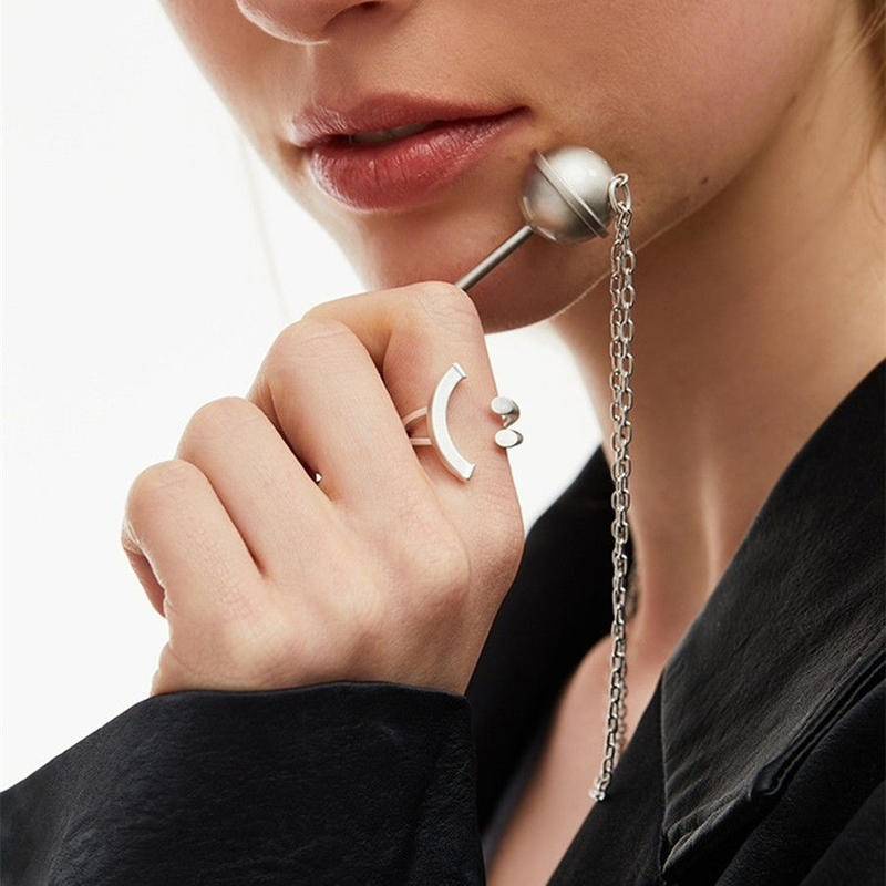 Nhẫn nam nữ couple Mouhooland bạc 925 hình mặt cười