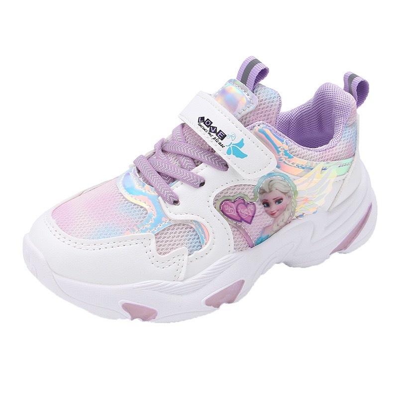 Giày thể thao công chúa Elsa cho bé gái - giày phối lưới thoáng khí đế mềm êm chân cho bé