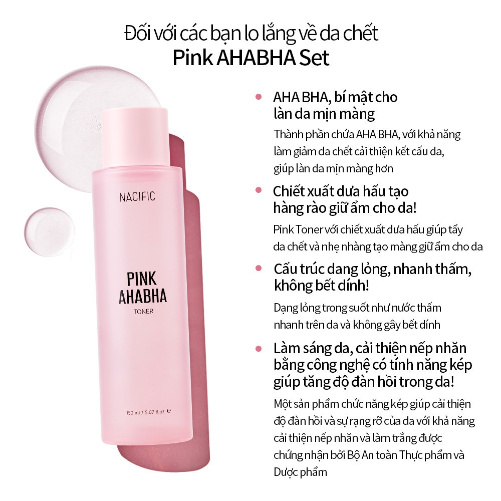 Nước Hoa Hồng Loại Bỏ Tế Bào Chết, Làm Dịu Da NACIFIC Pink AHABHA Toner 150ml