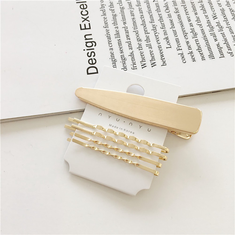 Set 4 kẹp tóc kim loại nhiều kiểu phong cách ngọt ngào cho nữ