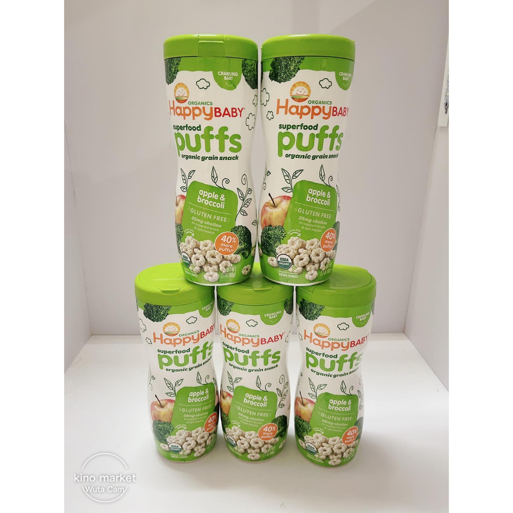 {2022} Bánh Ăn Dặm Happy Baby Organic Puffs 60g - Hàng Air