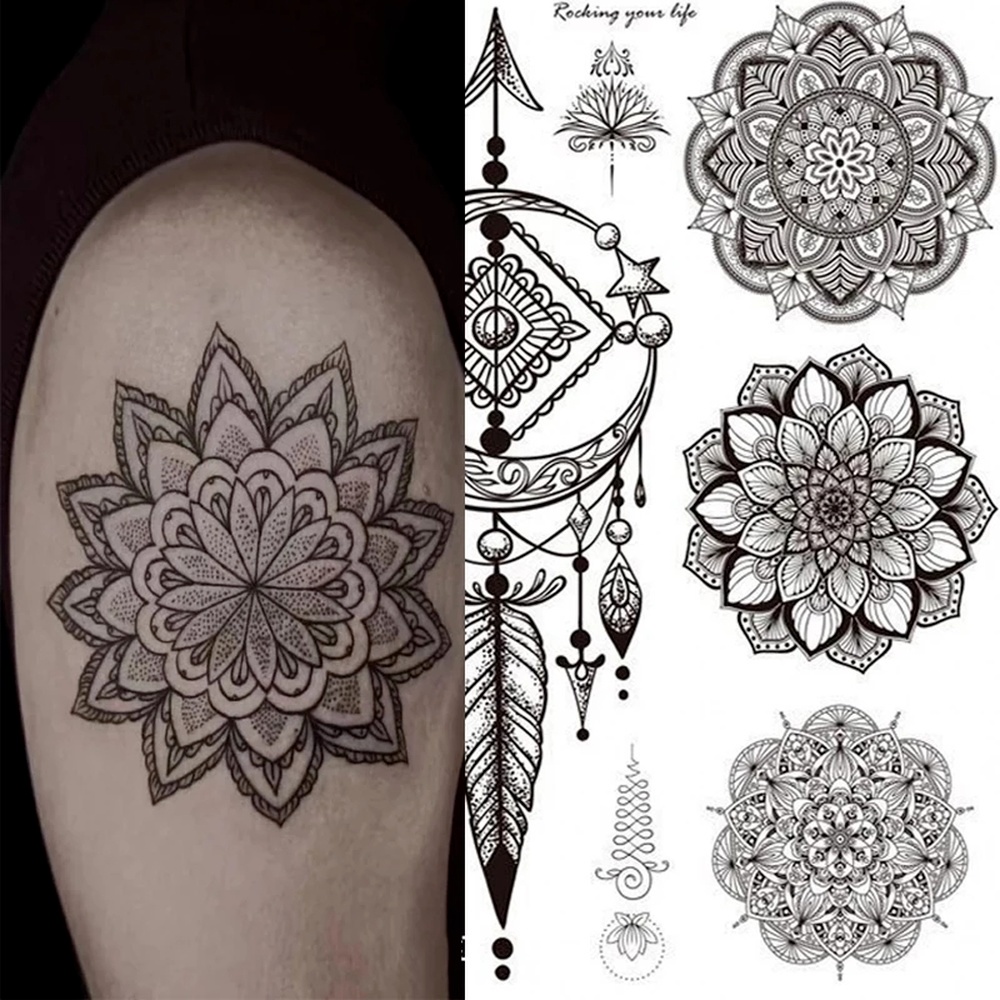 Hình xăm dán chống nước họa tiết mandala thời trang cho nữ
