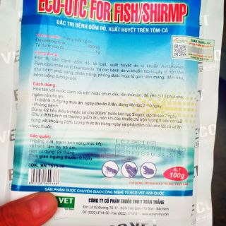 Đặc trị bệnh đốm đỏ, xuất huyết trên tôm cá- Eco- OTC- trị bệnh do vi khuẩn trên cá nước ngọt