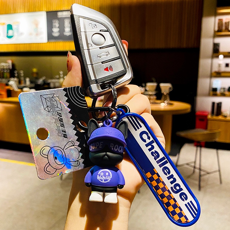 Móc Khóa Xe Hơi/Túi Xách Hình Gấu Bông Ván Trượt Cá Tính Sáng Tạo