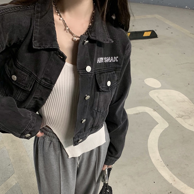 Áo Khoác Denim Tay Dài Thời Trang Mùa Thu Cho Nữ