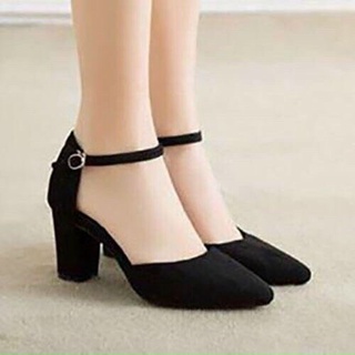 Giày cao gót mũi bịt quai hậu đế vuông 7 phân