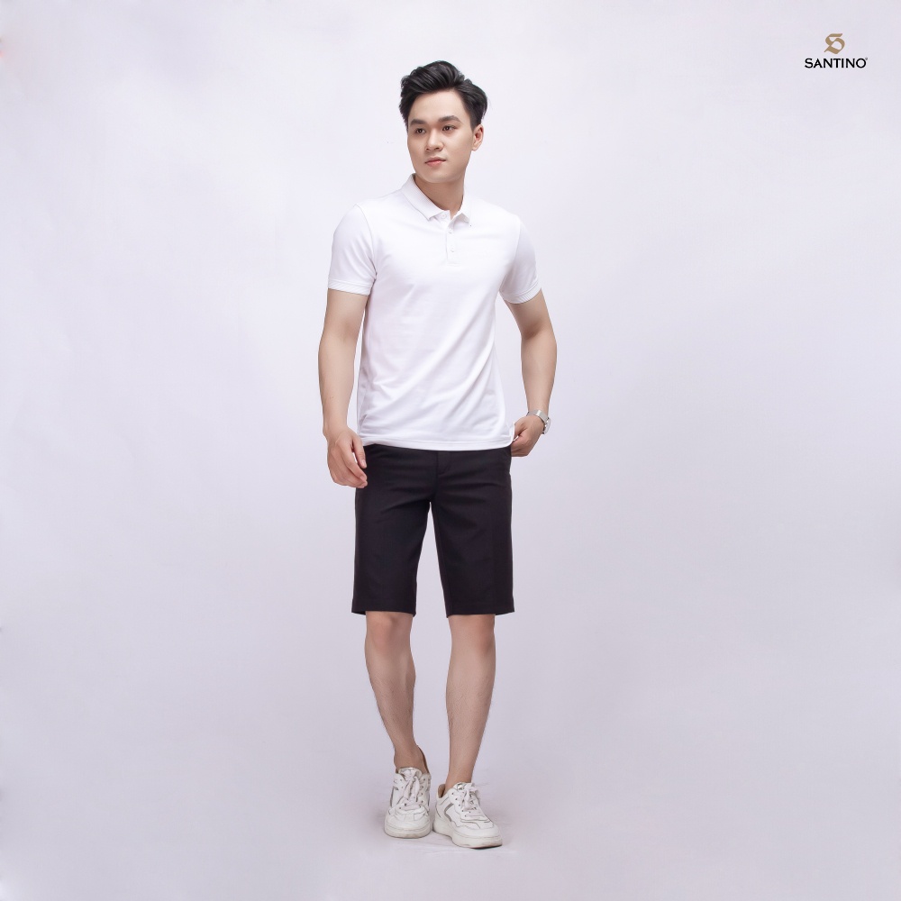 Áo Polo Nam Trắng Cá Sấu Santino Cotton  Kháng Khuẩn Chống Nhăn Chuẩn Form Trẻ Trung Chống Tia Uv E011