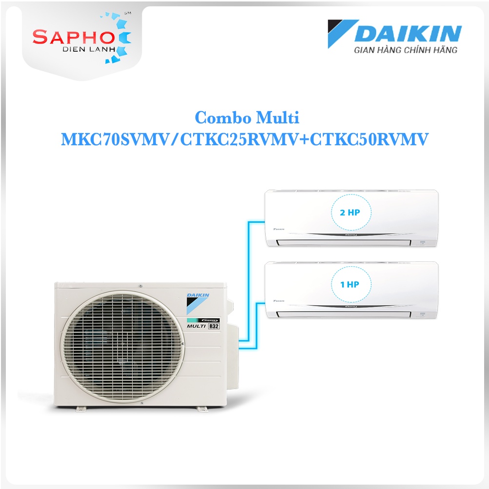 Máy lạnh Daikin Multi S Combo MKC70/1.0HP+2.0HP Inverter Gas R32 Model 2021 Thái Lan Chính Hãng