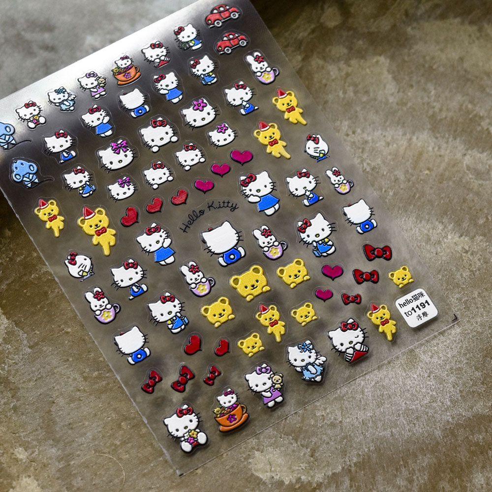 OCEANMAP Miếng Dán Trang Trí Móng Tay Họa Tiết Mèo 3D Dễ Thương