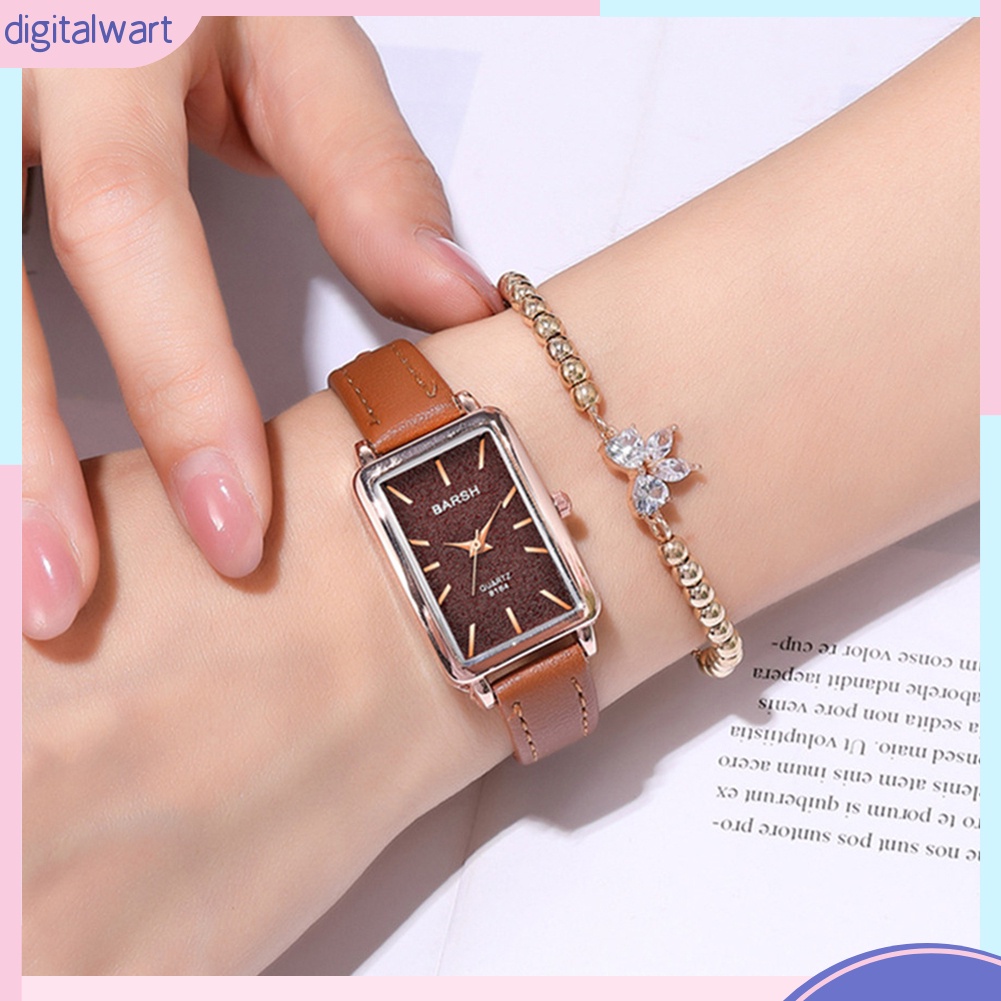 Đồng Hồ Nữ Dây Giả Da Mặt Hình Chữ Nhật Thời Trang