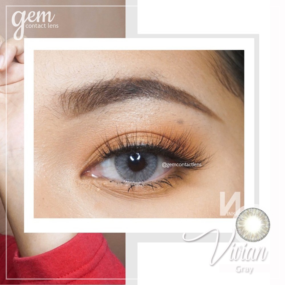 Áp Tròng Giãn Nhẹ VIVIAN GRAY Ẩm Cao 55% HSD 6 Tháng Lens Xám Sáng Tây Đi Tiệc Đủ Độ Có Lệch Phù Hợp Mắt Nhạy Cảm