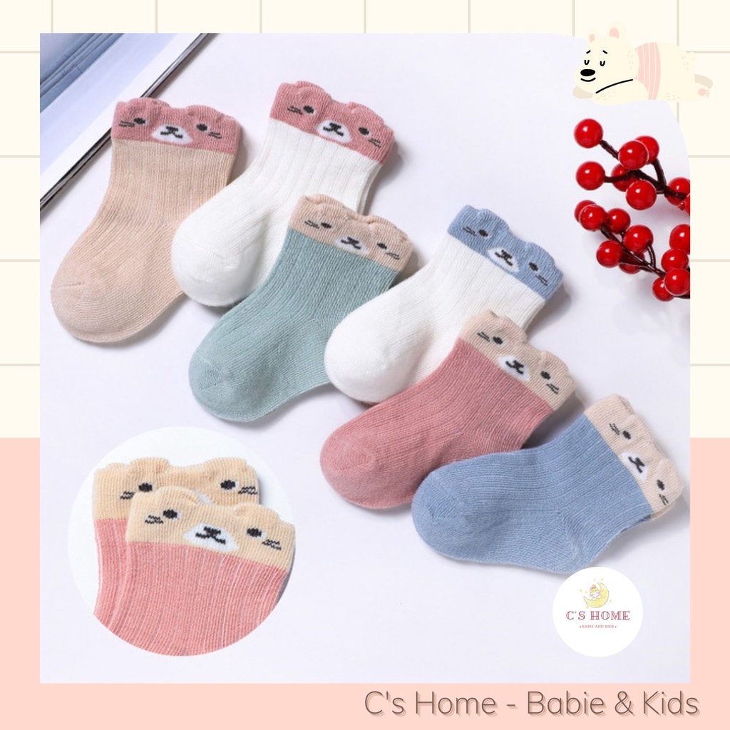 Set 2 đôi tất len - vớ len cao cổ nhiều màu sắc, họa tiết xinh xắn cho bé trai và bé gái size từ 0 đến 3 tuổi