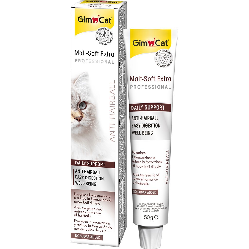 Gel dinh dưỡng Gimcat Malt-soft trị búi lông/ Taurine bổ mắt &amp; tim /Vitamin 50g (Dòng cải tiến Extra Professional)