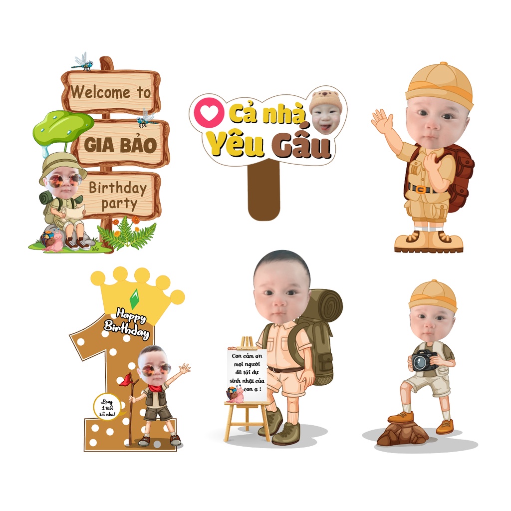 Sét chibi 40cm trang trí tiệc sinh nhật mấu mới hiện đại_by LemonDecor