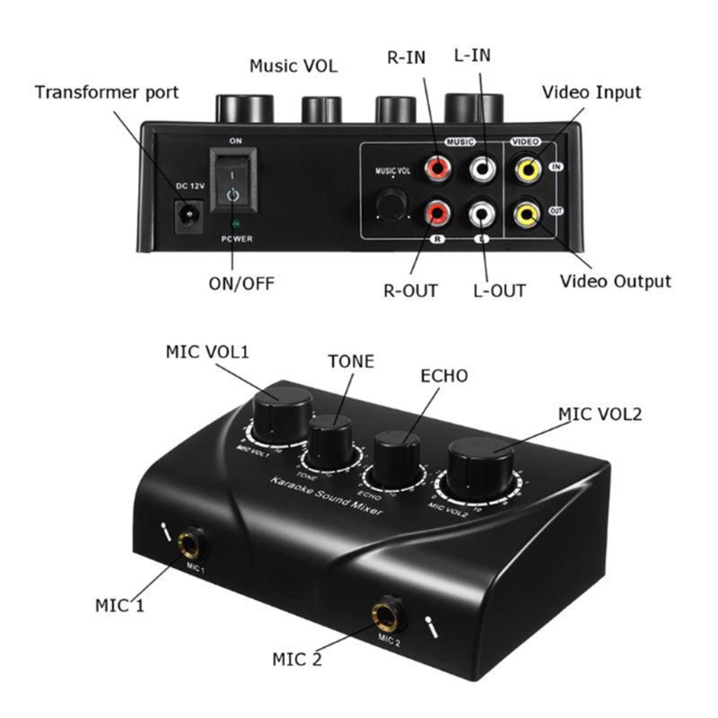 DOU Portable Karaoke Sound Mixer Professional Machine Echo Mixer Digital Audio System Microphone Console