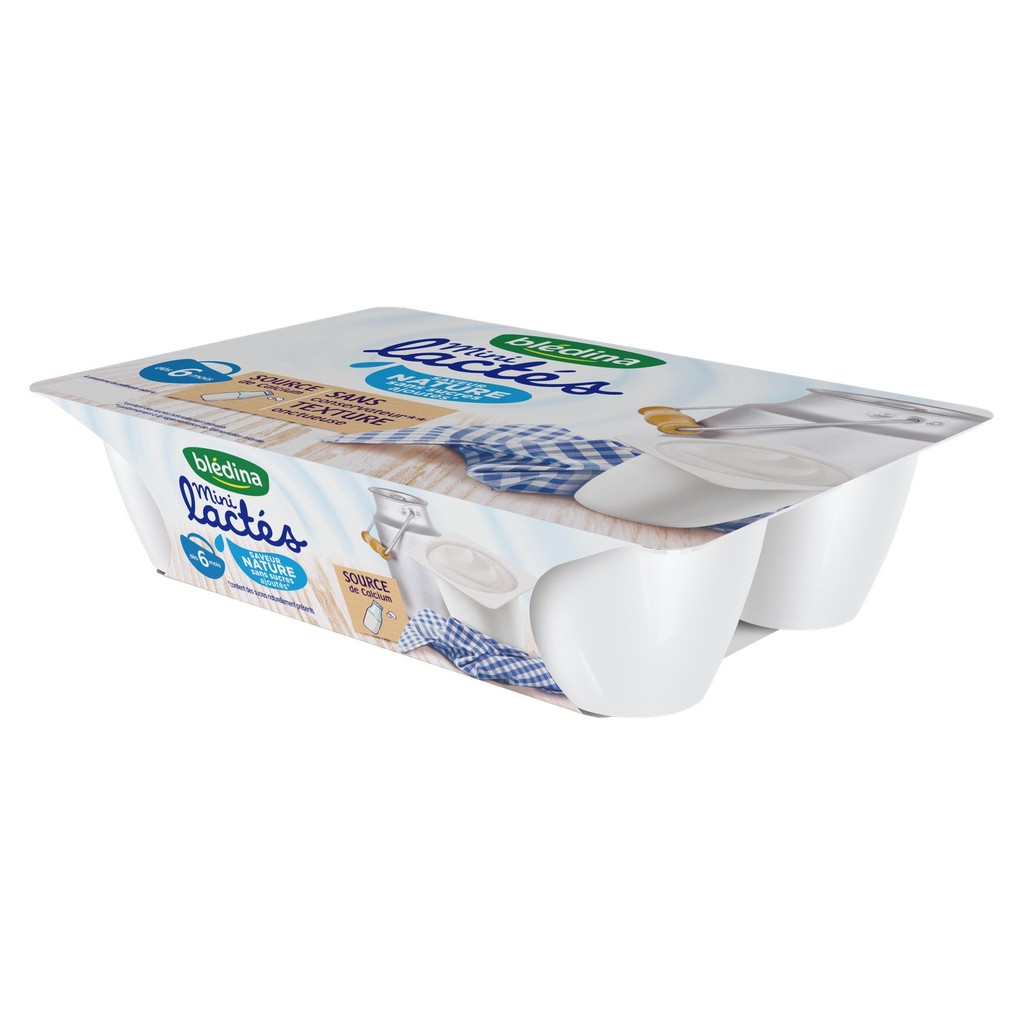 Sữa Chua Nguội Blédina Mini Lactes 6M+ Hương Tự Nhiên - Vỉ 6 Hộp x 55g