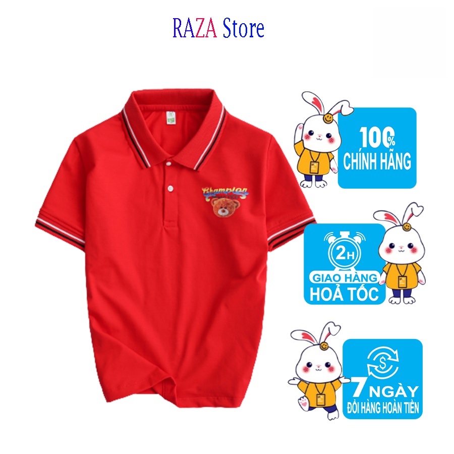 Áo polo bé trai RAZAK'S Store chất liệu cotton cao cấp sợi thoáng mát cho bé từ 18kg đến 45kg RZM13