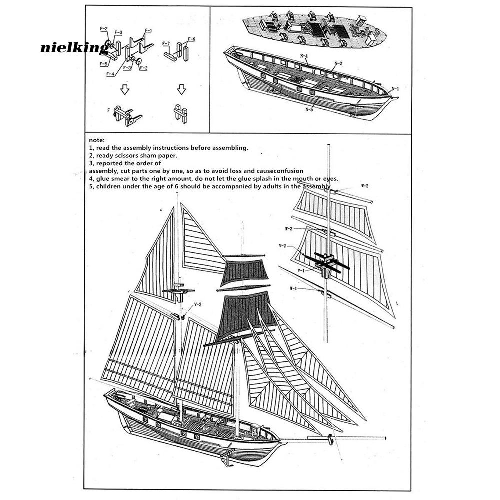 Mô hình thuyền buồm mini bằng gỗ tỉ lệ 1:100 dành cho trang trí
