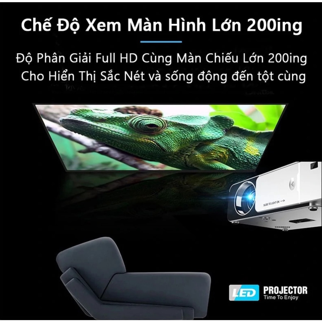 Máy Chiếu Mini T6 Hệ Điều Hành Android Kết Nối Wifi Ram 1G Rom 8Gb - Home and Garden