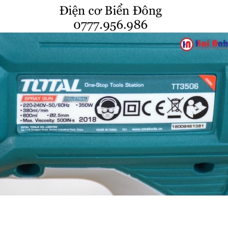 Máy phun sơn FREESHIP Máy phun sơn Total TT3506 - 450W hoạt động bằng nguồn điện, là dụng cụ để sơn vật liệu..