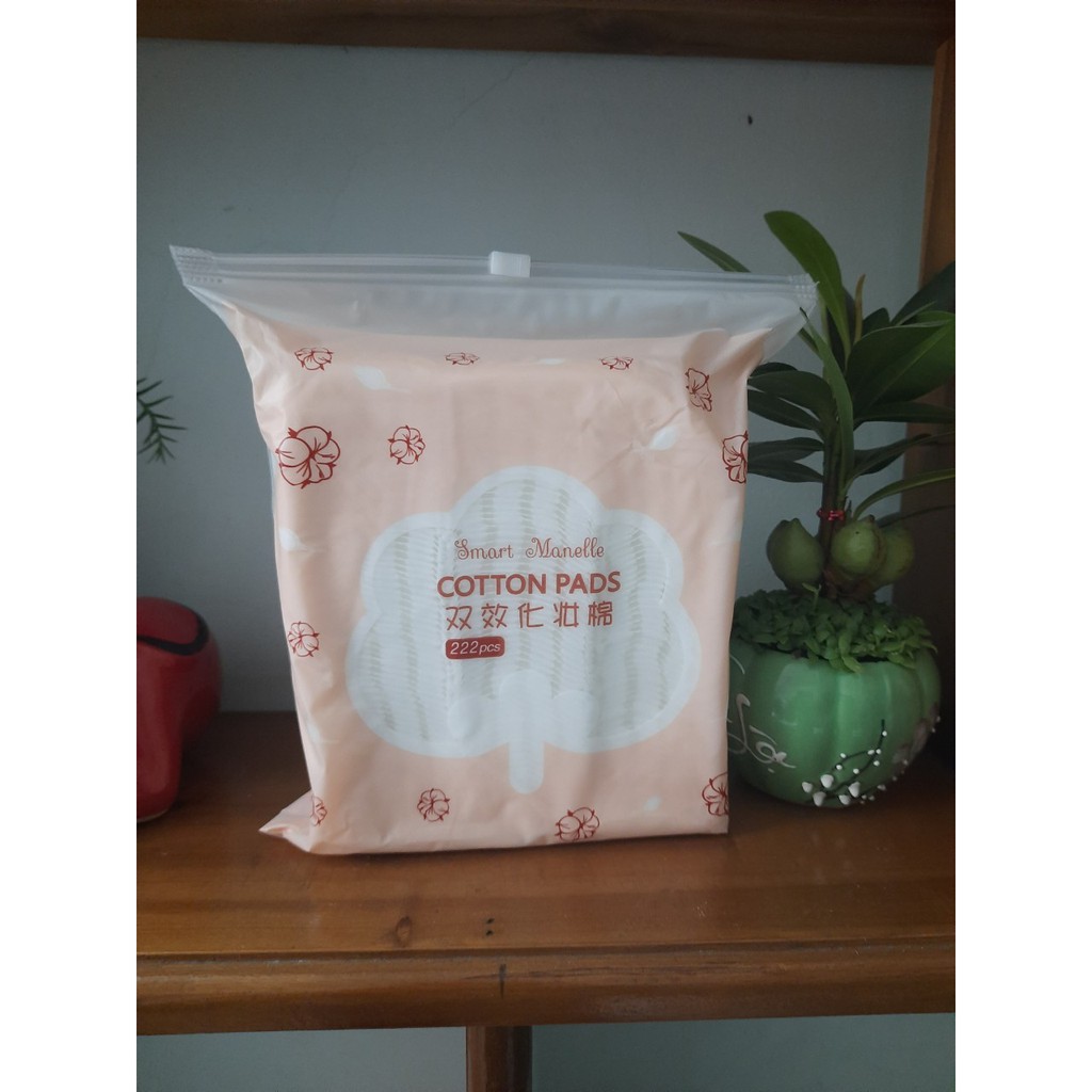 Bông tẩy trang bịch lớn 222 miếng dạng túi ZIP tiện lợi, thương hiệu Smart Manelle hàng nội địa Trung