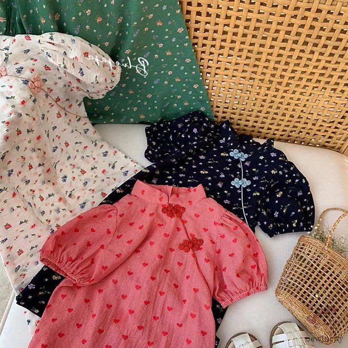 Đầm Bé Gái In Hoa Phong Cách Hàn Quốc