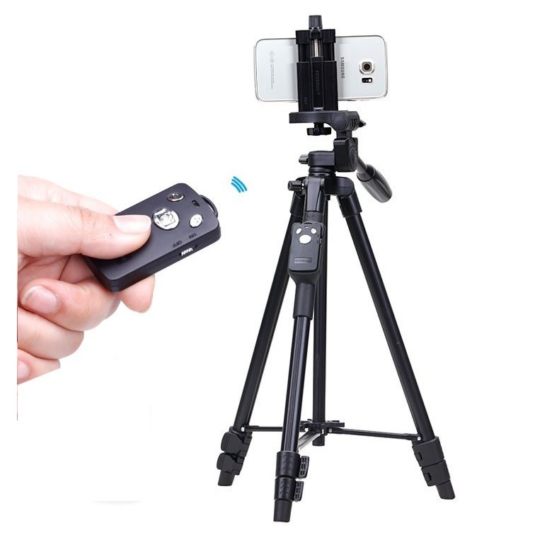 TRIPOD- Chân máy ảnh và điện thoại YUNTENG VCT-5208RM [HÀNG NHẬP KHẨU CHÍNH HÃNG]- TẶNG KÈM 1 REMOTE + 1 GIÁ KẸP ĐIỆN TH