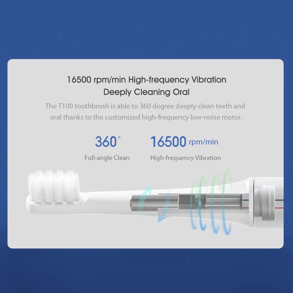 Bàn chải điện xiaomi Mijia T100 pin sạc kháng nước ipx7 bảo vệ nướu bàn chải đánh răng điện nhẹ 46g