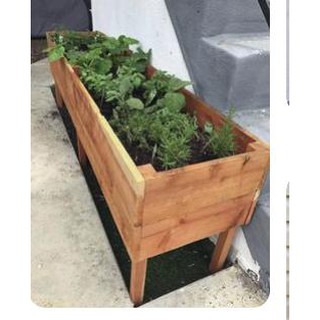 Chậu gỗ trồng cây chữ nhật QUEEN5020 (có chân) I Decor ban công, tiểu cảnh, chung cư