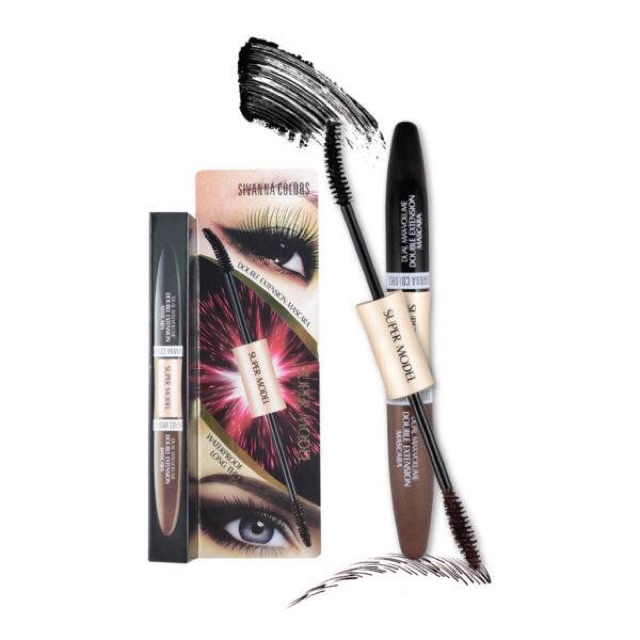 Mascara 2 Đầu ( Đen - Nâu) SIVANNA COLORS Super Model Dual Max-Volume Double Extension Mascara