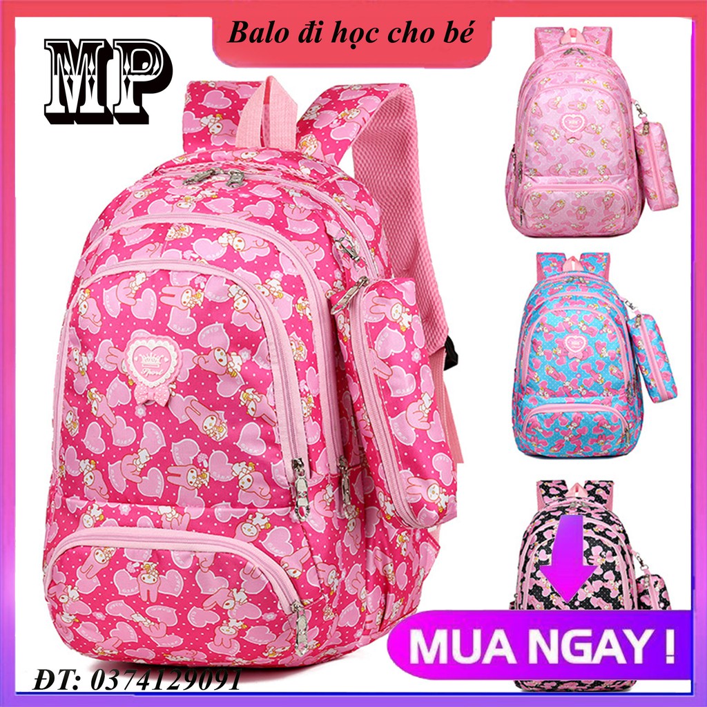 [Size 44 - Mẫu mới 2021] Balo đi học cho bé gái cấp 2, cấp 3 có kèm bóp ví đựng bút, cặp sách họa tiết nhí siêu đẹp