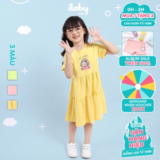 Váy cho bé gái ILABY cotton in hình ngộ nghĩnh, thoáng mát [IG0011]
