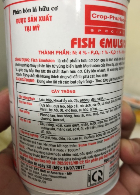 Phân cá - Đạm Cá cô đặc Fish Emulsion (USA) 250ml