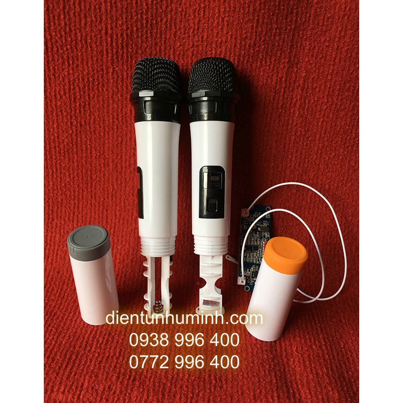 Bộ 2 Micro không dây cho loa kéo UHF Wireless mạch rời trắng _micro không dây