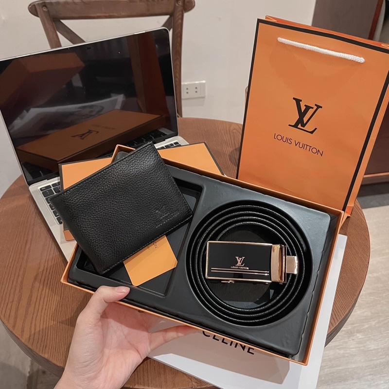 HỘP CAM-Ví Nam,Thắt Lưng Nam,Set Đôi Thắt Lưng Kèm Ví Fullbox
