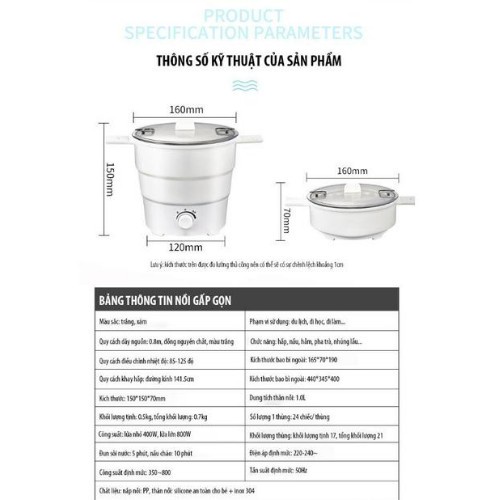 Nồi Lẩu Mini Gấp Gọn Bằng Điện Đa Năng Cho Du Lịch Và Văn Phòng