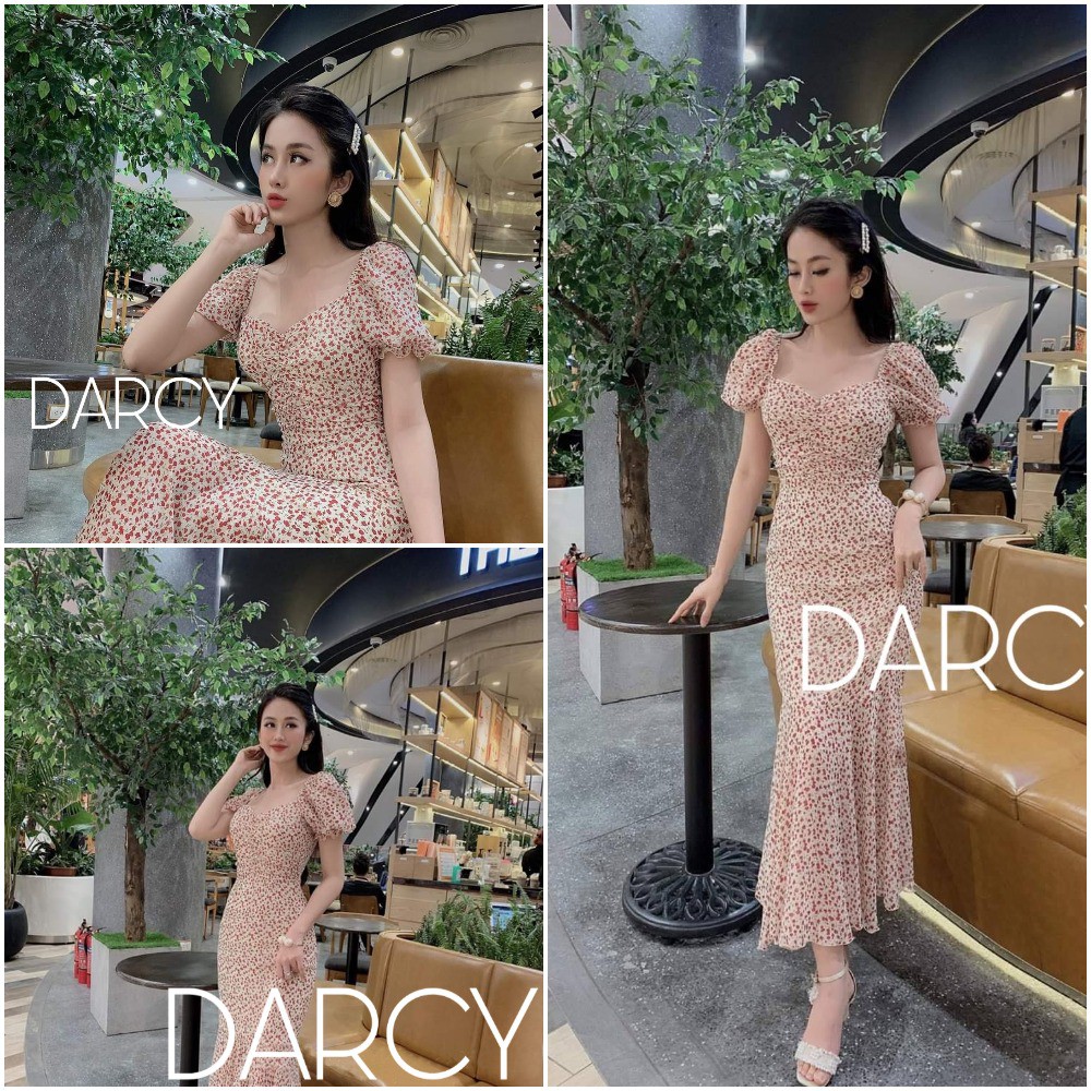 Fiona Dress 💝Váy voan dáng dài đuôi cá hoa nhí tiểu thư SIÊU SANG CHẢNH 💝