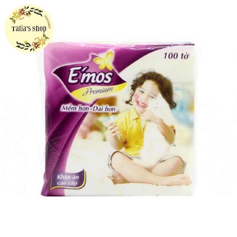 Khăn giấy ăn cao cấp Emos 100 tờ