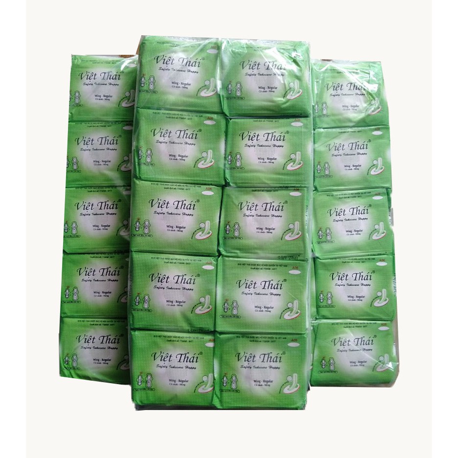 ComBo 10 Gói Băng Vệ Sinh Việt Thái Xanh Có Cánh Kèm 2 miếng Ban Đêm sêu Thấm Hút Cực Mạnh Siêu Tiện Lợi