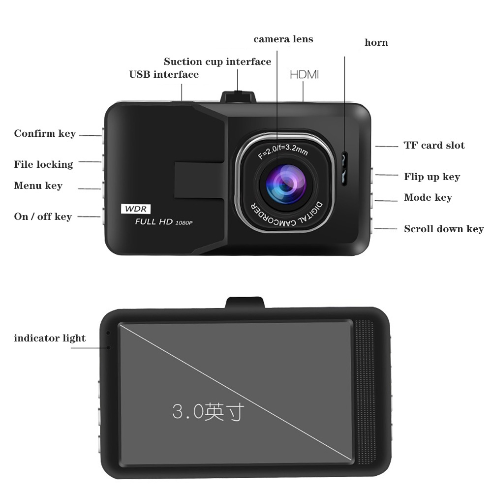 Camera hành trình màn hình 3.0 inch HD 720P
 | BigBuy360 - bigbuy360.vn