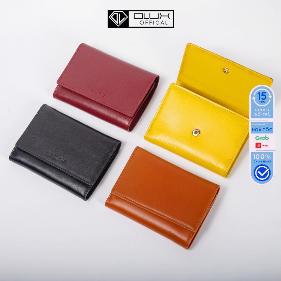 Ví nữ, ví nữ mini da thật ba gấp LISA da nhập khẩu - thời trang OLUX - Full Box